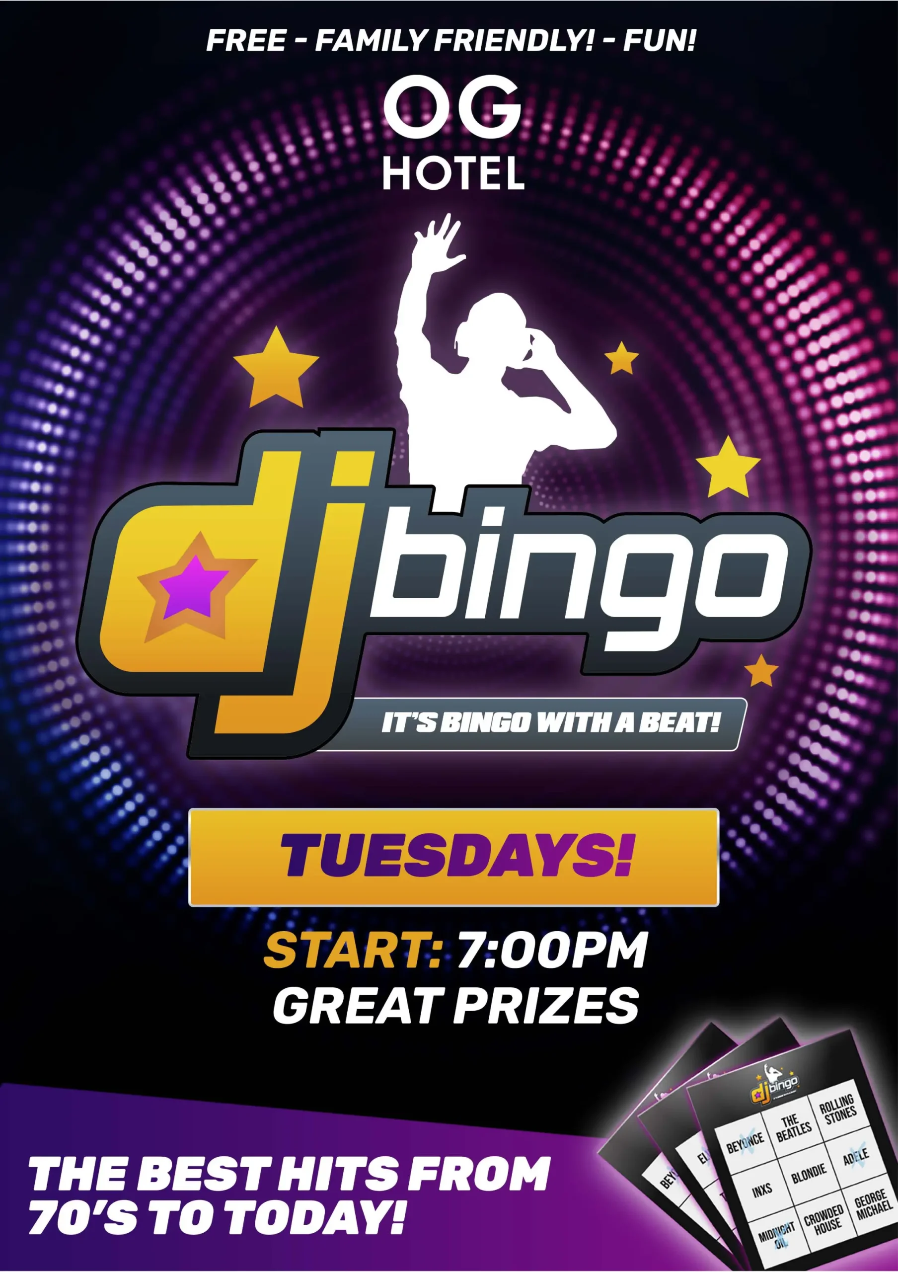 Bring your family and friends for a night of Music Bingo Trivia Fun at the OG Hotel, your Adelaide local